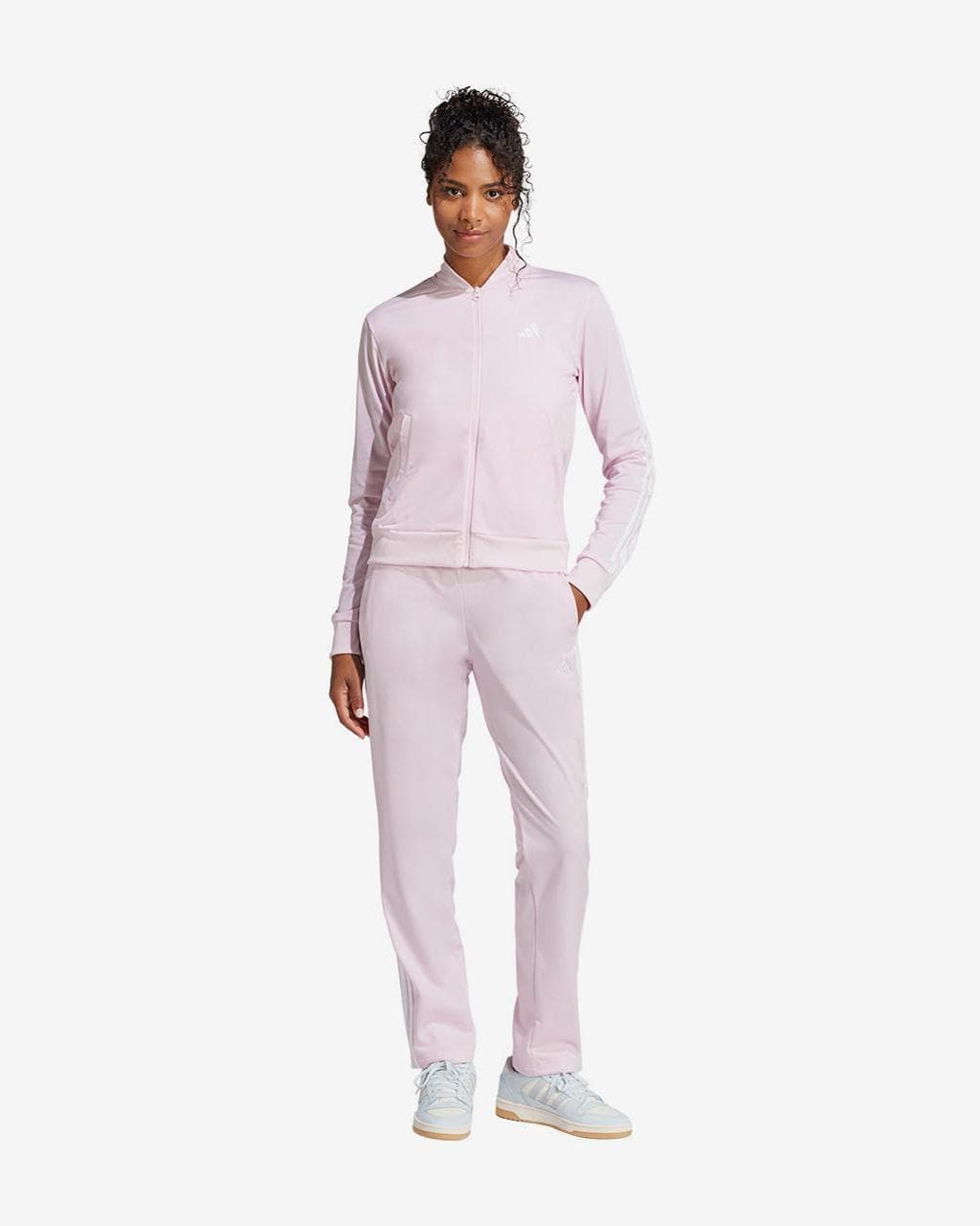 Survêtement adidas Essentials 3-Stripes rose clair blanc femme - M