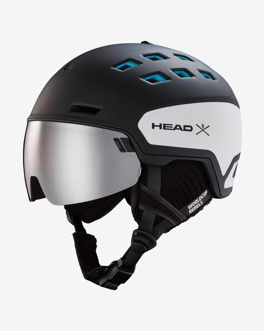 Casque Head Radar WCR noir blanc avec verre à effet miroir gris - XS-S